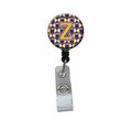 Carolines Treasures Letter Z Football Purple and Gold Retractable Badge Reel CJ1064-ZBR